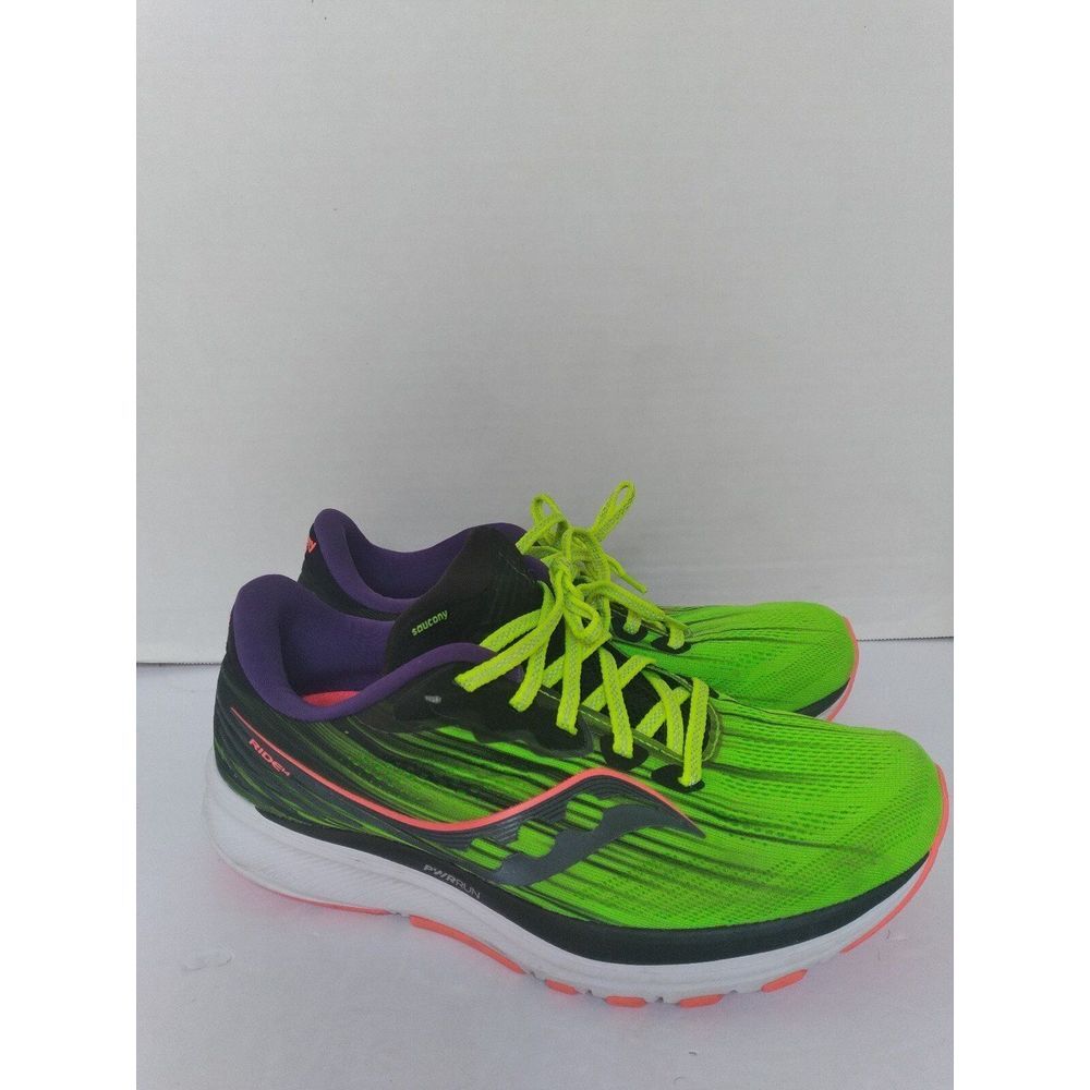 Saucony Running Shoes Neon‎ Green Purple Athletic Sneakers Performance Training